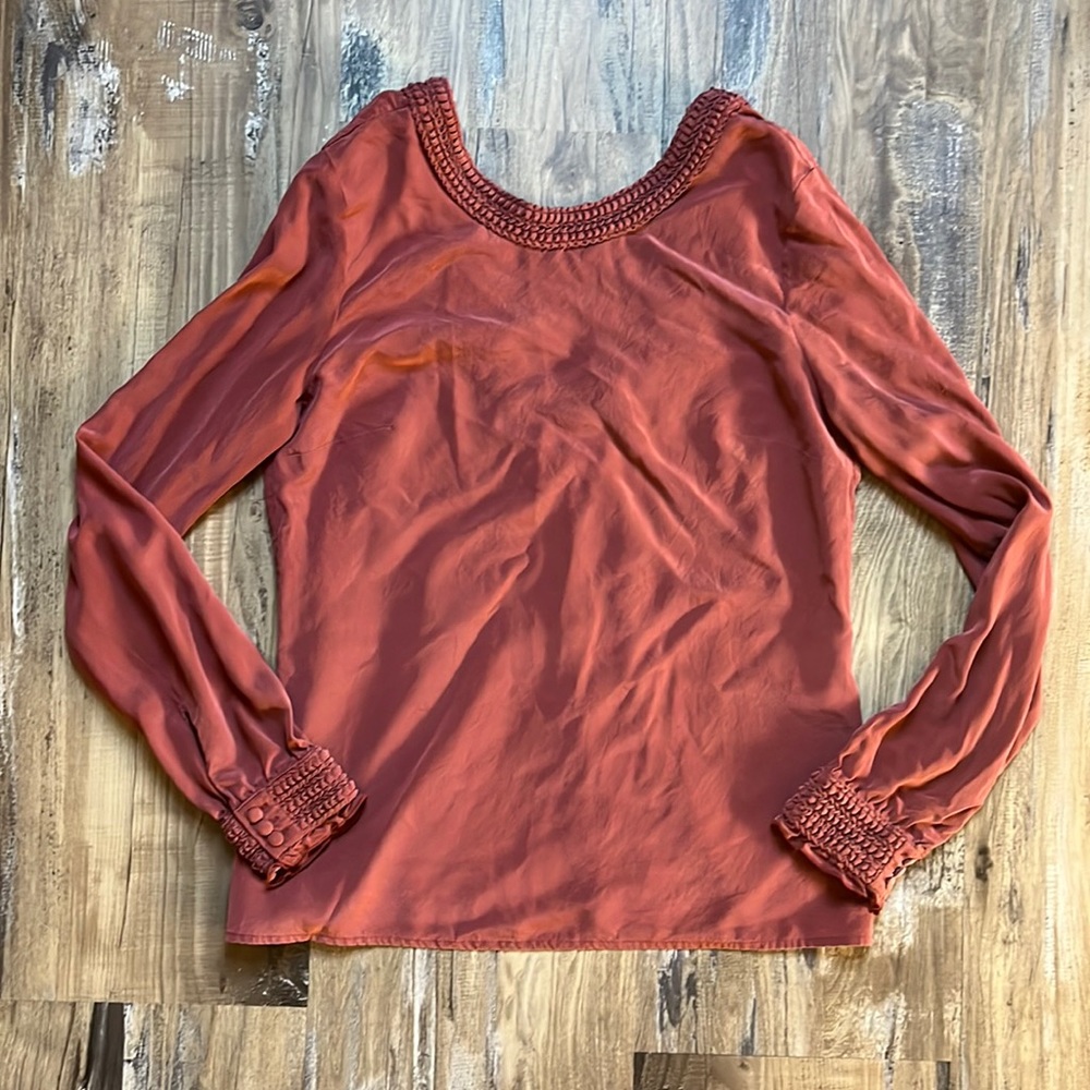 Sezane Silk LongSleeved Dusty Maeve Blouse
